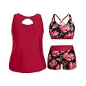 Holipick Women Plus Size Swimsuits - Athletic 3 Piece Tankini with Shorts