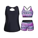 Holipick Women Plus Size Swimsuits - Athletic 3 Piece Tankini with Shorts