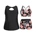 Holipick Women Plus Size Swimsuits - Athletic 3 Piece Tankini with Shorts