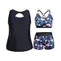 Holipick Women Plus Size Swimsuits - Athletic 3 Piece Tankini with Shorts
