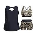 Holipick Women Plus Size Swimsuits - Athletic 3 Piece Tankini with Shorts
