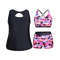 Holipick Women Plus Size Swimsuits - Athletic 3 Piece Tankini with Shorts