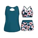 Holipick Women Plus Size Swimsuits - Athletic 3 Piece Tankini with Shorts