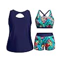 Holipick Women Plus Size Swimsuits - Athletic 3 Piece Tankini with Shorts