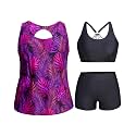 Holipick Women Plus Size Swimsuits - Athletic 3 Piece Tankini with Shorts