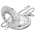 Hollowed Out Quartz Pocket Watch for Men, Arabic Numerals White Dial Pocket Watches, Quartz Pocket Watch with Chain for Christmas Graduation Birthday Gifts Fathers Day