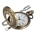 Hollowed Out Quartz Pocket Watch for Men, Arabic Numerals White Dial Pocket Watches, Quartz Pocket Watch with Chain for Christmas Graduation Birthday Gifts Fathers Day