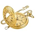 Hollowed Out Quartz Pocket Watch for Men, Arabic Numerals White Dial Pocket Watches, Quartz Pocket Watch with Chain for Christmas Graduation Birthday Gifts Fathers Day