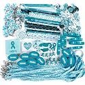Hollowfly 400 Pcs Teal Ribbons Ovarian Cervical Cancer Awareness Items