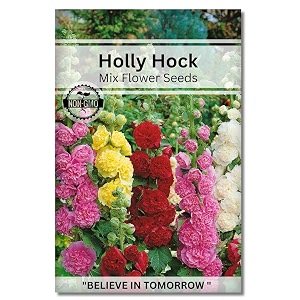 navika seeds  grow with us holly hock flower seeds for home gardening perfect for home amp terrace gardening winter and summer blooms in india - includes free e-book