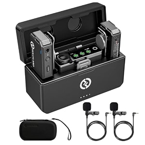 hollyland lark max wireless lavalier microphone system enc noise canceling studio audio quality 22h duration 820ft range 8gb storage recording mic compatible with dslr camera iphone android