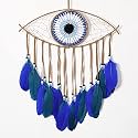 Holmgren Evil Eye Dream Catchers - Handmade Blue Dreamcatcher for Wall Art Apartment Decor, Good Luck Charm for Home Offices Living Spaces (Blue)