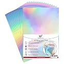 Holographic A4 Silver Rainbow Card Metallic Holographic Paper Thick 210gsm Card Shiny Rainbow Silvered Sheets Foil Activity Craft Scrapbooking Cardstock With Iridescent Shimmer Finish (10 Sheets)