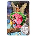 Holy Prayer Card with Built-In Medal Pendant | Laminated Full-Color Prayer Card | Great Variety | Great Christian Gift for First Communion and Confirmation (Guardian Angel Prayer Card with Medal)
