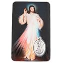 Holy Prayer Card with Built-In Medal Pendant | Great Variety | Great Christian Gift for First Communion and Confirmation (Divine Mercy and Saint Faustina Prayer Card with Medal)