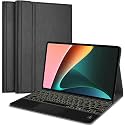 HOM 3 Fold 7-Colour Backlight Detachable Wireless Bluetooth Keyboard with Trackpad/Touchpad Tablet Cover Case for Xiaomi Mi Pad 5 11" Inch Tablet - Black