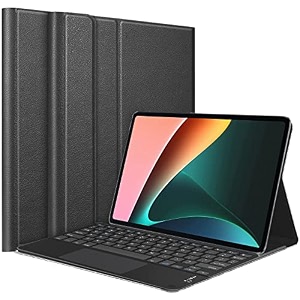 hom 3 fold detachable wireless bluetooth keyboard with trackpadtouchpad tablet cover case for xiaomi mi pad 5 1134 inch tablet - black