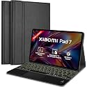 HOM Tri Fold 7-Colour Backlight Detachable Wireless Bluetooth Keyboard with Trackpad/Touchpad &amp; Tablet Cover Case for Xiaomi Mi Pad 7 11.2 inch - Black