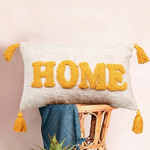 HOMADORN 100 Cotton Text Pattern Handtufted Embroided