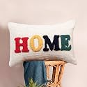 HOMADORN 100 Cotton Text Pattern HandtuftedEmbroided Decorative