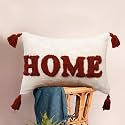 HOMADORN 100 Cotton Text Pattern HandtuftedEmbroided Decorative