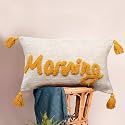 HOMADORN 100 Cotton Text Pattern HandtuftedEmbroided Decorative