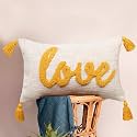 HOMADORN 100 Cotton Text Pattern HandtuftedEmbroided Decorative