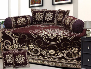 homadorn chenille abstract diwan set brown