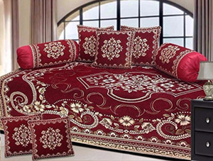 homadorn chenille abstract diwan set maroon
