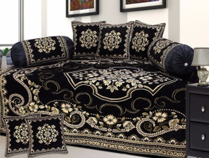 homadorn chenille abstract diwan set black