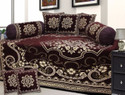 HOMADORN Chenille Abstract Diwan Set (Brown)