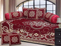 HOMADORN Chenille Abstract Diwan Set (Maroon)