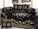 HOMADORN Chenille Abstract Diwan Set (Black)