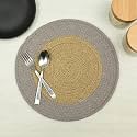 HOMADORN Jute/Cotton Round Trivet Reversible Table Place Mat for Casserole, Plate, Pan, Tray, Bowl, Vase, Decorative Sculptures (Grey (Pack of 1), 12 INCHES X 12 INCHES)