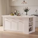 homary 72" White Kitchen Island with Storage Large Kitchen Cabinet with Drawers &amp; Sintered Stone Top Island Table for Dining Room