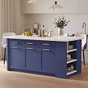 homary 72" White Kitchen Island with Storage Large Kitchen Cabinet with Drawers & Sintered Stone Top Island Table for Dining Room