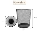 Metal Mesh Big Size Dustbin For Room For Kids,Waste Paper Basket | 235 X 265 X 190 MM | Pack 4 | Black