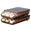 Homaxa Egg Holder for Refrigerator, 36 Egg Storage-Automatic Rolling Container, Clear Plastic Bin, Large Capacity Tray (2 Layer)