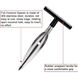 homaxa steel coconut opener tool coconut driller coconut machine coconut opener knife water opener- 1pic