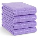 Homaxy 100% Cotton Terry Kitchen Towels, Large 4 Pack, Lavender