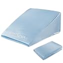 HOMBYS Satin Bed Wedge Pillow Cover Silky & Smooth Wedge Pillowcase 1 Pack 24x24x8, Soft & Breathable, Removable & Machine Washable-Zipper Design (Pillow Not Include), (Light Blue, 24"x24"x8")