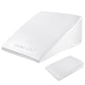 HOMBYS Satin Bed Wedge Pillow Cover Silky & Smooth Wedge Pillowcase 1 Pack 24x24x8, Soft & Breathable, Removable & Machine Washable-Zipper Design (Pillow Not Include), (White, 24"x24"x8")