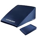 HOMBYS Satin Bed Wedge Pillow Cover Silky & Smooth Wedge Pillowcase 1 Pack 24x24x8, Soft & Breathable, Removable & Machine Washable-Zipper Design (Pillow Not Include),(Navy Blue, 24"x24"x8")