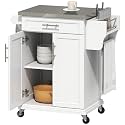 HOMCOM Kitchen Island on Wheels with Stainless Steel Countertop White