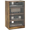 HOMCOM Media Cabinet 4-Tier Stereo Cabinet with Glass Door Rustic Brown