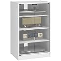 HOMCOM Media Cabinet 4-Tier Stereo Cabinet with Glass Door Distressed White