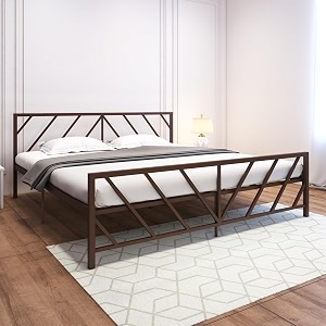 homdec ara metal platform king size bed frame with headboard and footboard heavy duty mattress foundation  no plywood needed noise free 78 x 72 brown