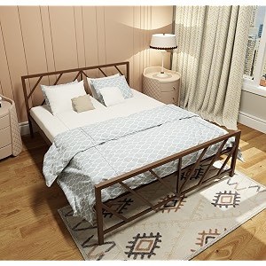 homdec ara metal bed brown queen uk standard