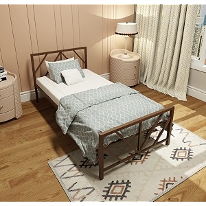 homdec ara metal bed brown single