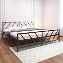 Homdec Ara Metal Platform King Size Bed Frame with Headboard and Footboard, Heavy Duty Mattress Foundation – No Plywood Needed, Noise Free (78 x 72, Brown)